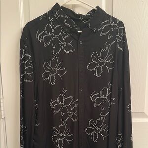 Black Floral Men's Dress Shirt